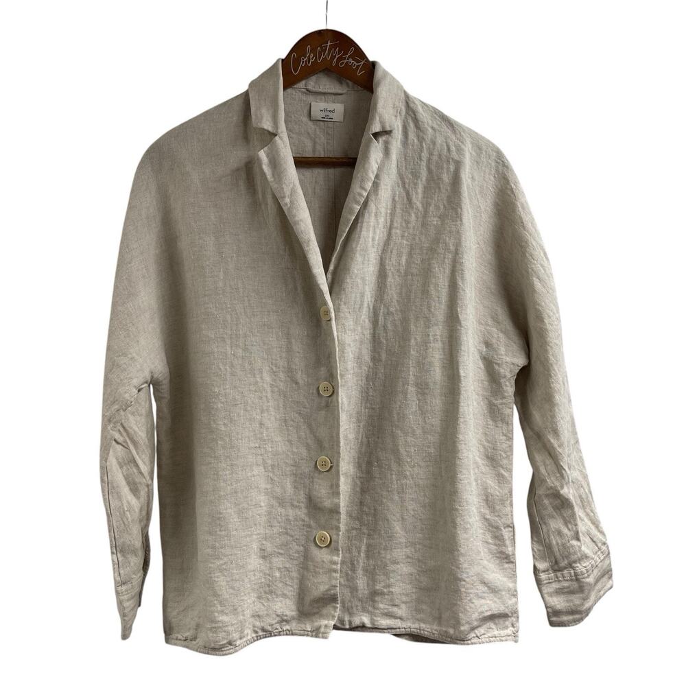 Wilfred Boxy Blazer Shirt Jacket Natural Flax Cream 2XS 100% Organic Linen